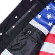 Load image into Gallery viewer, Mens's Leather Motorcycle Vest with Scoop Collar &amp; USA Flag