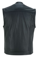 Load image into Gallery viewer, Men's Collarless Perforated Leather Vest - Black