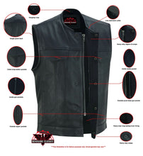 Load image into Gallery viewer, Men's Collarless Perforated Leather Vest - Black