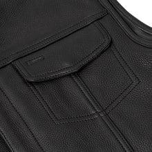 Load image into Gallery viewer, Men's Black Leather Motorcycle Vest with Upgraded Style