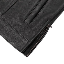 Load image into Gallery viewer, Men's Black Leather Motorcycle Vest with Upgraded Style