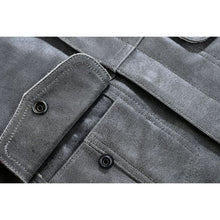 Load image into Gallery viewer, Men's Distressed Gray Cowhide Leather  Motorcycle Vest