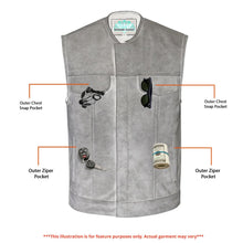 Load image into Gallery viewer, Men's Distressed Gray Cowhide Leather  Motorcycle Vest