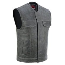 Load image into Gallery viewer, Men's Distressed Gray Cowhide Leather  Motorcycle Vest