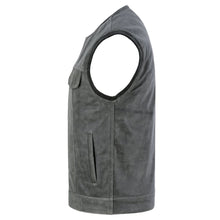 Load image into Gallery viewer, Men's Distressed Gray Cowhide Leather  Motorcycle Vest
