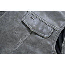Load image into Gallery viewer, Men's Distressed Gray Cowhide Leather  Motorcycle Vest