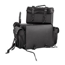 Load image into Gallery viewer, Leather Black PVC Large 4 Piece Motorcycle Touring Tail Bag wi