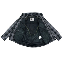Load image into Gallery viewer, Alpha Check Men's  Armored Motorcycle Flannel Shirt - Gray/Black