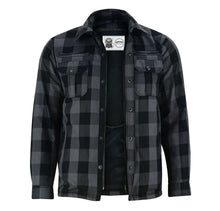 Load image into Gallery viewer, Alpha Check Men's  Armored Motorcycle Flannel Shirt - Gray/Black