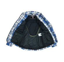 Load image into Gallery viewer, Alpha Check Men's  Armored Motorcycle Flannel Shirt - Blue/White/Maroon