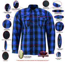 Load image into Gallery viewer, Lumberjack Men's  Armored Motorcycle Flannel Shirt - Blue