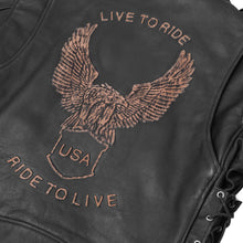 Load image into Gallery viewer, Freedom Rider Black Men's Leather Jacket – Eagle Embossed