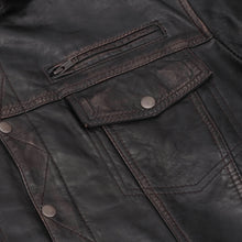 Load image into Gallery viewer, Men&#39;s Black Lightweight Drum Dyed  Distressed Lambskin Jacket with Removable Hoodie