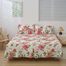 Load image into Gallery viewer, DaDa Bedding Romantic Roses Floral Bed Skirt - Matching Pink &amp; White Ruffled Dust Ruffle for Quilted Coverlet Set - Lightweight &amp; Breathable Polyester Bedskirt