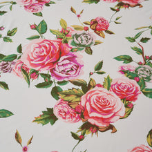 Load image into Gallery viewer, DaDa Bedding Romantic Roses Floral Bed Skirt - Matching Pink &amp; White Ruffled Dust Ruffle for Quilted Coverlet Set - Lightweight &amp; Breathable Polyester Bedskirt