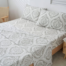 Load image into Gallery viewer, Tache Dreamy Moon Sky Ogee Damask Heather Gray White Bed Sheet Set (TB300)