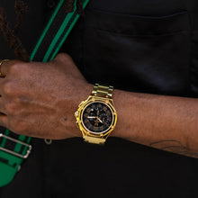 Load image into Gallery viewer, AM1001SS - AMBASSADOR POLISHED 18K GOLD / BLACK / SS BAND