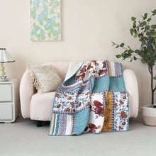 Load image into Gallery viewer, Tache Cotton Patchwork Old World Garden Pastel Blue Yellow Red Hummingbirds Quilted Throw Blanket (JHW-936)