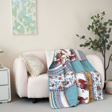 Load image into Gallery viewer, Tache Cotton Patchwork Old World Garden Pastel Blue Yellow Red Hummingbirds Quilted Throw Blanket (JHW-936)