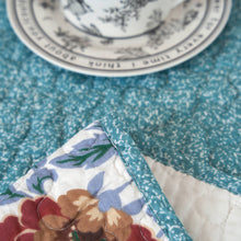 Load image into Gallery viewer, Tache Cotton Patchwork Old World Garden Pastel Blue Yellow Red Hummingbirds Quilted Throw Blanket (JHW-936)