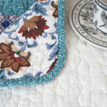 Load image into Gallery viewer, Tache Cotton Patchwork Old World Garden Pastel Blue Yellow Red Hummingbirds Quilted Throw Blanket (JHW-936)