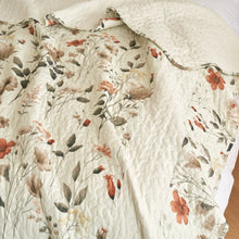 Load image into Gallery viewer, DaDalogy Enchanted Meadow Quilt Set - Victoria Garden Delicate Floral Symphony in Beige, Rose, and Soft Green, Luxuriously Soft Quilted Bedspread Set