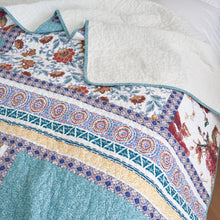Load image into Gallery viewer, Tache Old World Garden Pastel Blue Yellow Red Hummingbirds Cotton Patchwork Quilt Set (JHW-936)