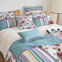 Load image into Gallery viewer, Tache Cotton Patchwork Blue Yellow Old World Hummingbirds Garden Euro Sham (JHW-936)