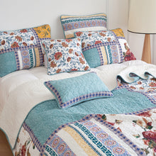 Load image into Gallery viewer, Tache Cotton Turquoise Blue Geometric Patchwork Border Old World Lumbar Pillow Sham (JHW-936)