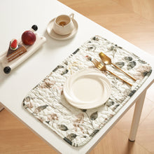 Load image into Gallery viewer, DaDalogy Enchanted Meadow Placemats - Set of 4, Floral Elegance in Beige, Rose, and Soft Green, Premium Soft Microfiber, Perfect for Any Meal, 13x19 Inches