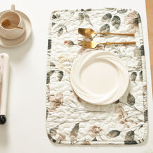 Load image into Gallery viewer, DaDalogy Enchanted Meadow Placemats - Set of 4, Floral Elegance in Beige, Rose, and Soft Green, Premium Soft Microfiber, Perfect for Any Meal, 13x19 Inches