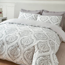 Load image into Gallery viewer, Tache Dreamy Moon Sky Ogee Damask Heather Gray White Duvet Cover (TB300)