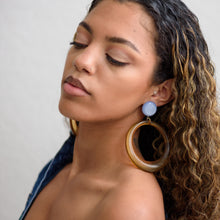 Load image into Gallery viewer, Smoke &amp; Blue Moonglow Iris Earrings