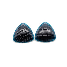 Load image into Gallery viewer, Royal Black Hatched Triangle Stud Earrings