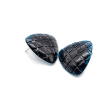 Load image into Gallery viewer, Royal Black Hatched Triangle Stud Earrings