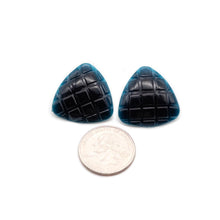 Load image into Gallery viewer, Royal Black Hatched Triangle Stud Earrings