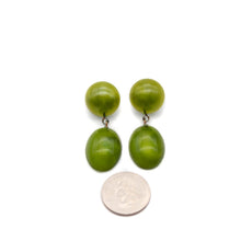 Load image into Gallery viewer, Olive Green Aura Glow Jelly Bean Earrings