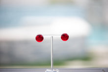 Load image into Gallery viewer, Ruby Red Medium Retro Button Stud Earrings