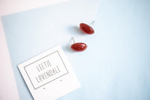 Load image into Gallery viewer, Cinnamon Flame Oval Button Stud Earrings