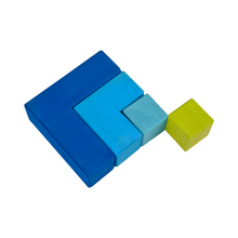 Load image into Gallery viewer, **Pre-order (Ships in 2-3 Weeks)**12 Pcs STAINED Large Rainbow Wooden Creative Puzzle Square Blocks with Storage Tray