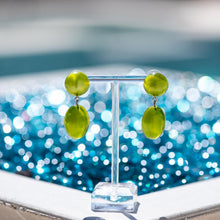 Load image into Gallery viewer, Olive Green Aura Glow Jelly Bean Earrings