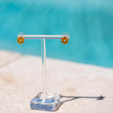 Load image into Gallery viewer, Topaz Serrated Daisy Flower Stud Earrings