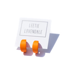 Load image into Gallery viewer, Sun Orange Velvet Matte Mini Boom Hoop Earrings