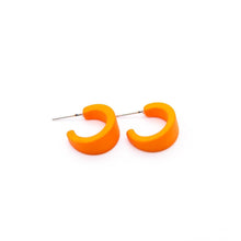 Load image into Gallery viewer, Sun Orange Velvet Matte Mini Boom Hoop Earrings