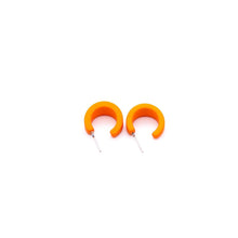 Load image into Gallery viewer, Sun Orange Velvet Matte Mini Boom Hoop Earrings