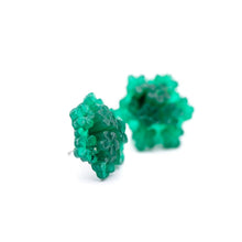 Load image into Gallery viewer, Emerald Jade Green Carved Resin Floral Cluster Stud Earrings