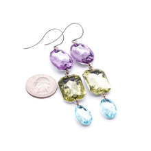 Load image into Gallery viewer, Pastel Story Shine On Gem Triple Drop Earrings