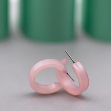Load image into Gallery viewer, Light Pink Moonglow Mini Classic Hoop Earrings