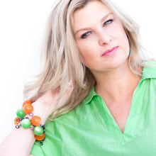 Load image into Gallery viewer, Neon Melon Moonglow Jumbo Lucite Bubble Stations Bracelet