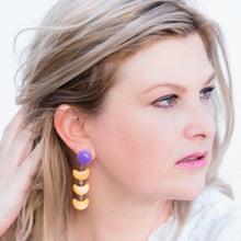 Load image into Gallery viewer, Lavender &amp; Tangerine Moonglow Fish Scale Earrings